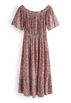 Next Off Shoulder Midi Standard - Jurk - Pink Floral -Next d74d517bb85943a2acc38af6173eef7c