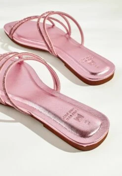 Next Forever Comfort Embellished Glittery Asymmetrical Strappy- Muiltjes - Pink -Next d7a0f51db487480bac97ea36ffca4f09