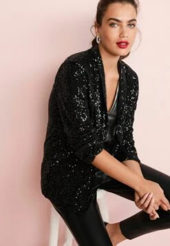 Next Sequin Standard - Halflange Jas - Black -Next dd5f2059d482458a8a7cb8fc1d454e1b