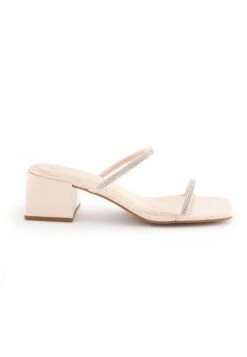 Next Forever Comfort Two Band Block Heel Regular Wide Fit - Muiltjes Met Hak - Nude Cream