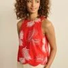 Next Embroidered Palm- Blouse - Red