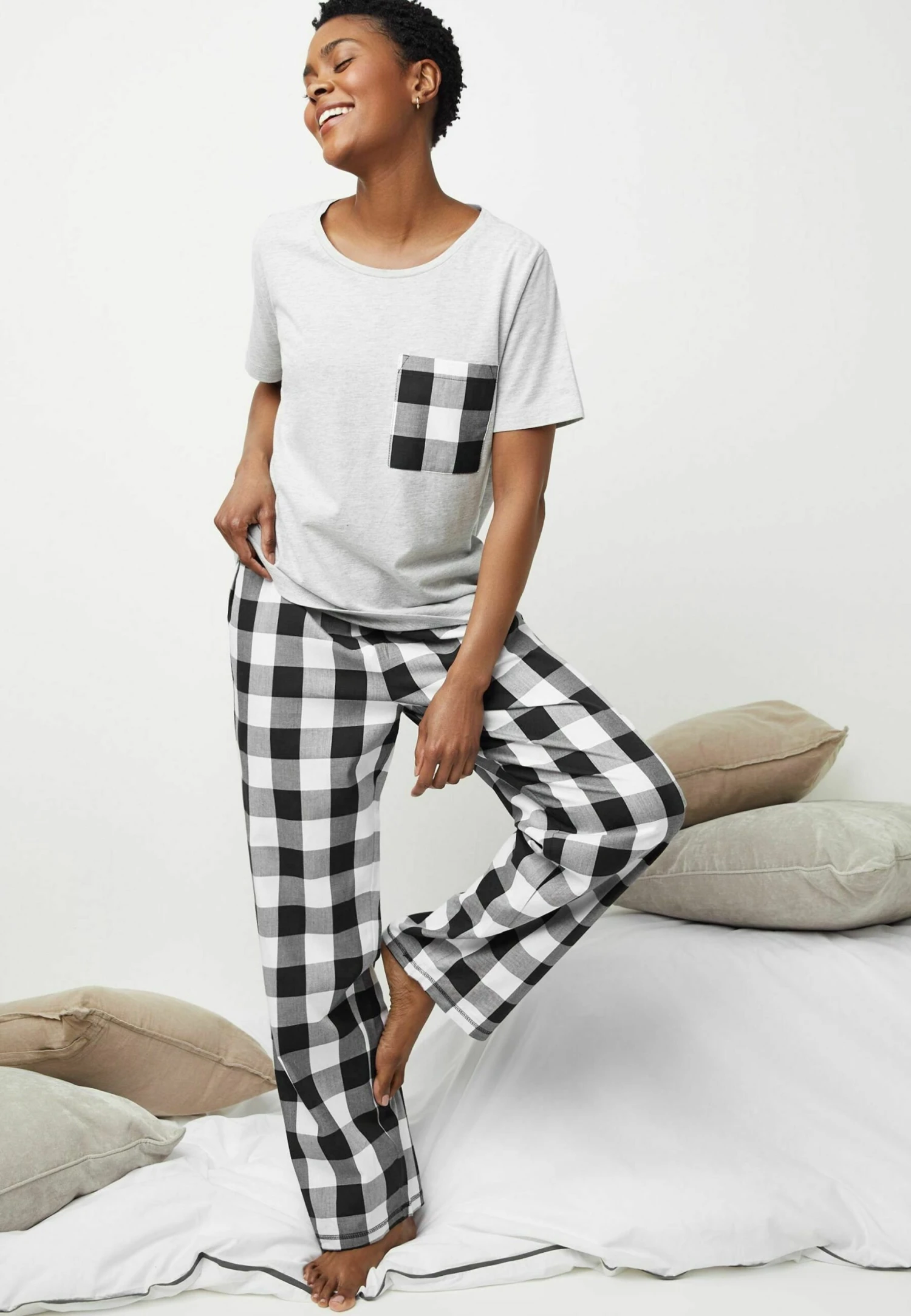Next 2 Pack Set - Pyjama - Black White Check 4 Next 2 Pack Set - Pyjama - Black White Check - Afbeelding 2