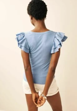 Next Frill Sleeve Standard - T-Shirt Print - Blue -Next e8f2e3d431204eeab0a3c4456523e7cb