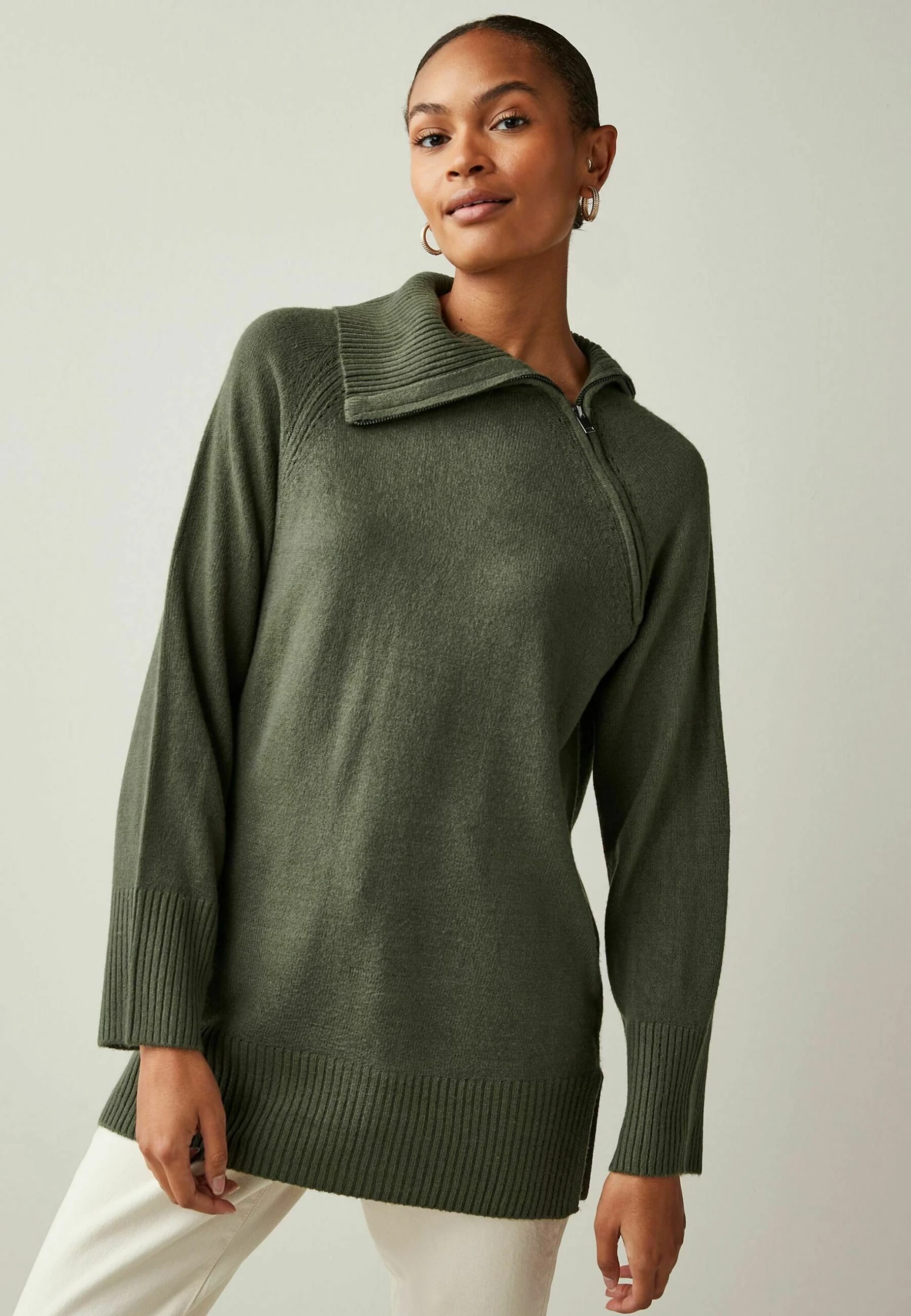 Next High Neck Zip Detail Standard - Trui - Green 3 Next High Neck Zip Detail Standard - Trui - Green