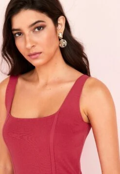 Next Corset Detail Square Neck Standard - Top - Pink -Next edd34b38a8b24d01b1e3bf0223f5fb99