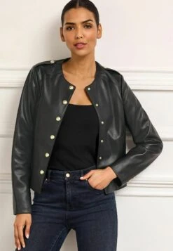 Next Collarless Standard - Imitatieleren Jas - Black