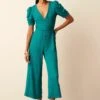 Next V-Neck Short Sleeve Petite - Jumpsuit - Teal Blue -Next ef13d2a248224995a67facdf022a67a9