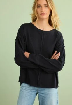 Next Long Sleeve Seam Detail Texture Standard Tall - Trui - Navy Blue