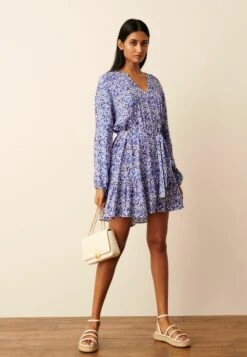Next Tie Waist Long Sleeve Mini Standard - Jurk - Blue/White -Next f768d6b86fc24244ac823d1dffc48f26
